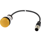 EATON INDUSTRIES - Indicatore luminoso piatto cavo nero con connettore M12A 4 poli 0,2 m lente gialla LED bianco 24 V AC/DC SPIA GIALLO 24V 0,2M M12.