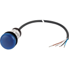 EATON INDUSTRIES - Indicatore luminoso piatto, cavo nero 4 poli 3,5m, lente blu LED azzurro 24V AC/DC, C22-L-B-24-P65, spia blu 24V 3,5m senza connettore.