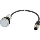 EATON INDUSTRIES - Pulsante luminoso piatto permanente 1 NA bianco 24 V AC/DC cavo con connettore M12A 4 poli 0,2 m C22 DRL W K10 24 P1.