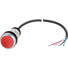EATON INDUSTRIES - Pulsante luminoso piatto ad impulso 1 NC cavo nero con estremità aperta 4 poli 3,5 m LED rosso senza scritta 24 V AC/DC anello fron C22-DL-R-K01-24-P65 P.L.IN.1NC ROS 24V 3.