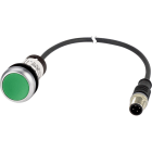 EATON INDUSTRIES - Pulsante piatto ad impulso 1NA cavo nero M12A 4 poli 0,2m verde senza scritta anello frontale titanio C22-D-G-K10-P1 INST VERDE 0,2M.
