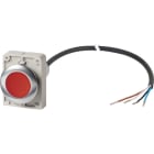 EATON INDUSTRIES - Pulsante luminoso piatto permanente 1 NC cavo nero con estremita aperta 4 poli 1 m LED rosso senza scritta 24 V AC/DC ghiera fronta C30C-FDRL-R-K01-24-P62.