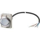 EATON INDUSTRIES - Pulsante luminoso piatto ad impulso 1 NA cavo nero con estremità aperta 4 poli 3,5 m LED bianco senza scritta 24 V AC/DC ghiera fr C30C-FDL-W-K10-24-P65.