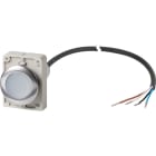 EATON INDUSTRIES - Pulsante luminoso piatto ad impulso 1 NA cavo nero con estremità aperta 4 poli 1 m LED bianco senza scritta 24 V AC/DC ghiera fron C30C-FDL-W-K10-24-P62.