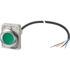 EATON INDUSTRIES - Pulsante luminoso piatto ad impulso 1 NA cavo nero con estremità aperta 4 poli 1 m LED verde senza scritta 24 V AC/DC ghiera fronta C30C-FDL-G-K10-24-P62.
