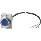 EATON INDUSTRIES - Pulsante luminoso piatto ad impulso 1 NA cavo nero con estremità aperta 4 poli 1 m LED azzurro senza scritta 24 V AC/DC ghiera fr C30C-FDL-B-K10-24-P62.