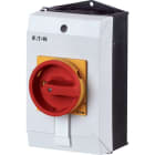EATON INDUSTRIES - Interruttore generale T3 32A in custodia 3 Unità costruttive 3 poli 2 NA 1 NC Funzione di arresto d'emergenza con maniglia rotativa rossa.