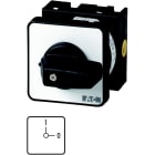 EATON INDUSTRIES - Interruttore a camme ON/OFF, T0, 20 A, montaggio a incasso, 2 unità costruttive, 4 poli, con leva nera e targhetta frontale.
