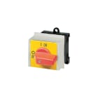 EATON INDUSTRIES - Interruttore ON/OFF, P1, 32A, Da incasso in sistemi di distribuzione modulare, 3 poli + N, Funzione di arresto d'emergenza, con leva rossa e targhett.