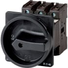 EATON INDUSTRIES - Interruttore generale P3 100A a comando rinviato 3 poli 1NA 1NC Funzione di arresto con maniglia rotativa nera e corona di blocco lucchetto.