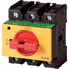 EATON INDUSTRIES - P3 Interruttore ON/OFF, 63A, Da incasso in sistemi di distribuzione modulare, 3 poli + N, Funzione di arresto d'emergenza, con leva rossa e targhett.