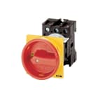 EATON INDUSTRIES - Interruttore generale P1-32A a comando rinviato, 3 poli + N, Funzione di arresto d'emergenza, maniglia rotativa rossa e anello di blocco giallo.