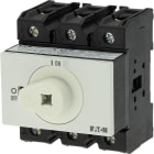 EATON INDUSTRIES - Interruttore generale, sezionatore 3PN 32A, grigio, lucchetto, comando rinviato, funzione arresto, maniglia rotativa nera e anello bloccante.