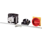 EATON INDUSTRIES - Interruttore generale P1 32A a comando rinviato 3 poli 1 NA 1 NC Funzione di arresto con maniglia rotativa nera e corona di blocco lucchetta.