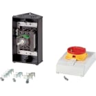 EATON INDUSTRIES - Interruttore generale P1-32, 32A, 3P, MBS, MAN, in custodia con funzione di arresto, maniglia rotativa nera e corona di blocco, lucchettabile in posizione 0.