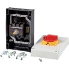 EATON INDUSTRIES - Interruttore generale P3 63A 3P con custodia e maniglia rotativa nera, corona di blocco e funzione di arresto.