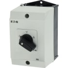 EATON INDUSTRIES - Interruttore a camme ON/OFF, T0, 20A, custodia, 4 Unità costruttive, 8 poli, leva nera e targhetta frontale.