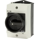 EATON INDUSTRIES - T0-2-1 Interruttore generale 20 A in custodia 2 Unità costruttive 3 poli Funzione di arresto con maniglia rotativa nera e corona di blocco lucchetto.