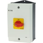 EATON INDUSTRIES - Interruttore generale P1-32A in custodia, 3 poli + N, Funzione di arresto, maniglia rotativa nera e corona di blocco, lucchettabile in posizio.