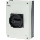 EATON INDUSTRIES - Interruttore generale P3 63A in custodia 3 poli con funzione di arresto maniglia rotativa nera corona di blocco lucchettabile in posizione 0.