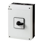 EATON INDUSTRIES - Interruttore P3 100A ON/OFF, 3 poli, custodia, 1NA+1NC, leva nera e targhetta frontale.