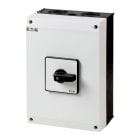 EATON INDUSTRIES - Interruttore P3 100A ON/OFF, 3 poli, custodia, 1NA+1NC, leva nera e targhetta frontale.