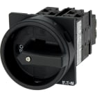 EATON INDUSTRIES - Interruttore generale a camme T0, 20A, montaggio a incasso, 4 unità costruttive, 8 poli, funzione di arresto, maniglia rotativa nera e corona di bloccaggio.