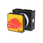 EATON INDUSTRIES - Interruttore ON/OFF T3, 32A, montaggio a incasso, 1 Unità costruttiva, 2 poli, Funzione di arresto d'emergenza con leva rossa e targhetta frontale.