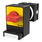 EATON INDUSTRIES - T0-2-1 Interruttore antipanico, 20A, montaggio incasso, 3 poli, leva rossa, targhetta frontale gialla, Blocco lucchetti SVC.