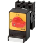EATON INDUSTRIES - Interruttore antipanico P1 32A incasso 3 poli leva rossa targhetta frontale gialla lucchetti SVC blocco.