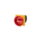 EATON INDUSTRIES - Interruttore P1-32A ON/OFF da incasso a fissaggio centrale, 3 poli, con leva nera e targhetta frontale.