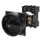 EATON INDUSTRIES - Interruttore generale P1-25A a comando rinviato 3 poli con funzione di arresto maniglia rotativa nera e corona di blocco lucchettabile in posizione.