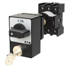 EATON INDUSTRIES - Interruttore P1-25/A, 25A, comando rinviato, 3 poli, leva nera, targhetta frontale, blocco con serratura cilindro SVA.