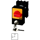 EATON INDUSTRIES - Interruttore antipanico P1 32A incasso 3 poli leva rossa targhetta frontale gialla Blocco serratura cilindro SVA.