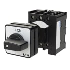 EATON INDUSTRIES - Interruttore P1, 25A, 3 poli, 1NA+1NC, comando rinviato, leva nera e targhetta frontale.