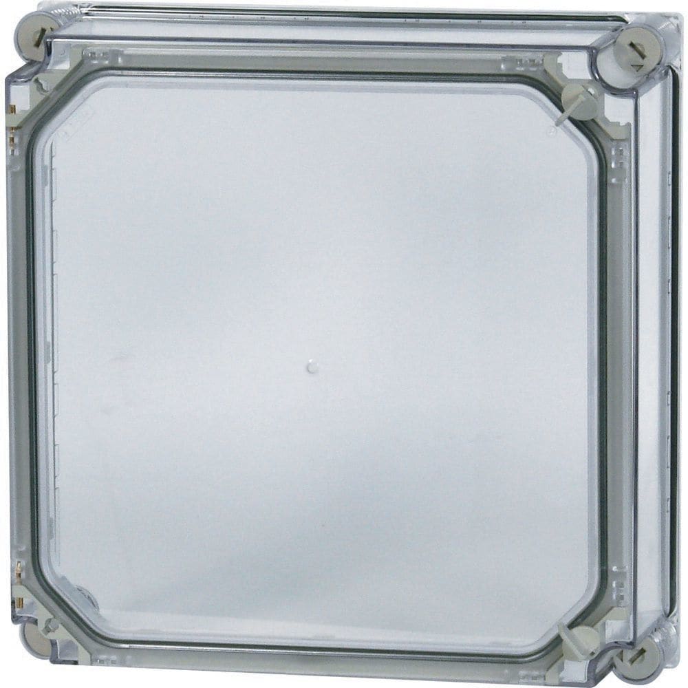 EATON INDUSTRIES - Coperchio con sportello grigio fumo trasparente, dimensioni 375x375x50mm, modello D150-CI44/T.