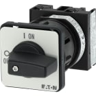 EATON INDUSTRIES - Interruttore a camme ON/OFF, T0, 20 A, da incasso con fissaggio centrale, 1 Unità costruttiva, 2 poli, leva nera e targhetta frontale.