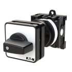 EATON INDUSTRIES - Interruttore a camme ON/OFF, T0, 20 A, comando rinviato, 1 unità costruttiva, 2 poli, leva nera e targhetta frontale.