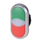 EATON INDUSTRIES - M22 doppio pulsante luminoso, piatto bianco, off sporgente nero, scrivibile.