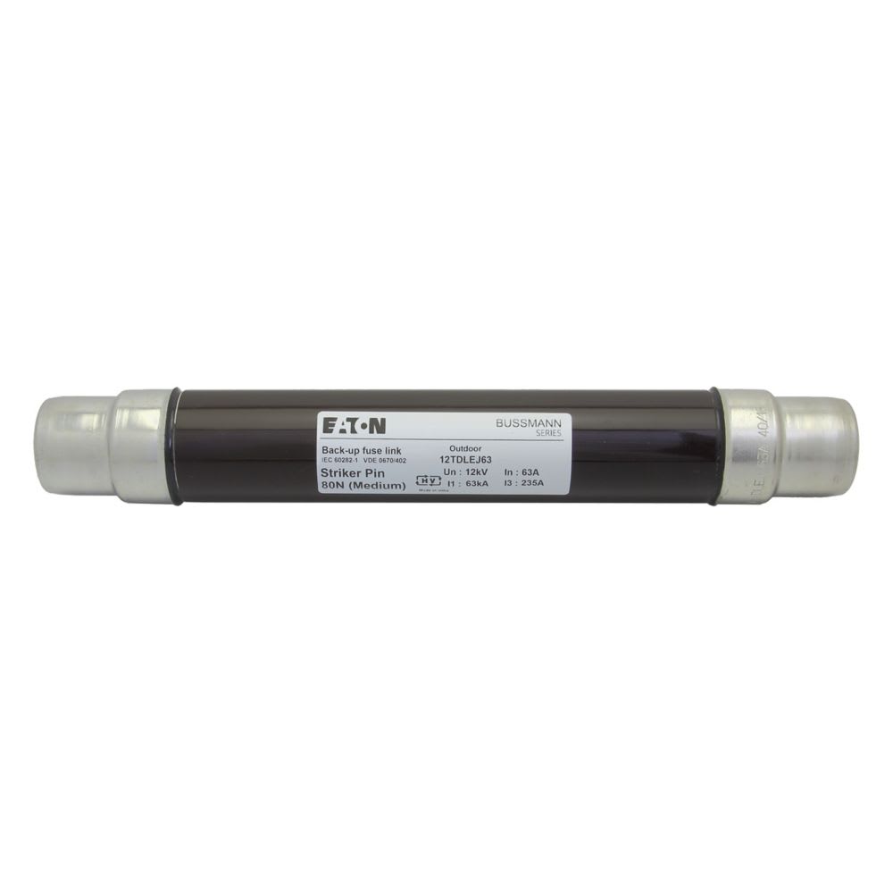 EATON INDUSTRIES - Cartuccia fusibile 12THQEJ100, 12KV, 100A, 2.5", DIN, 12 kV, 63 kA, 64 x 537 mm, Back-up, Brown Resin.