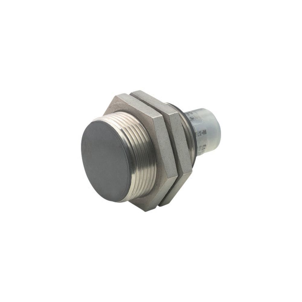 EATON INDUSTRIES - Interruttore di prossimità E57 Premium+ Short-Series, 1 NA, A 2 fili, 40-250 V AC/DC, M30 x 1,5 mm, Sn=10 mm, Piatto, NPN/PNP, Acciaio.