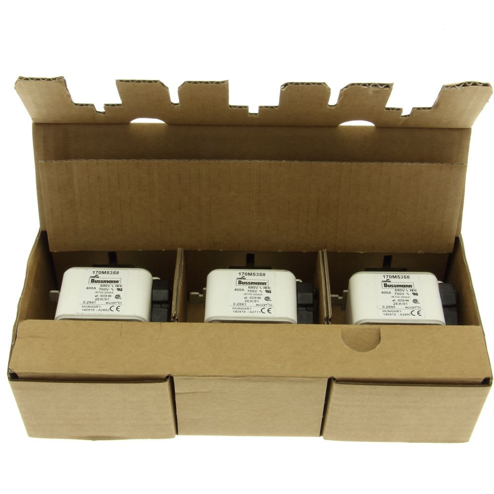 EATON INDUSTRIES - Cartuccia fusibile 400A 690V 2EK/91 AR UC corsa rapida dimensioni 2,61 x 77 x 126mm IEC UL indicatore singolo 170M5358 FUSE.