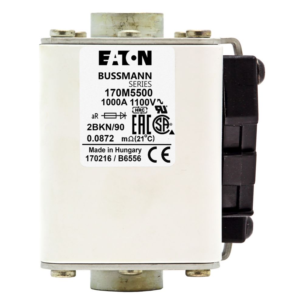 EATON INDUSTRIES - Cartuccia fusibile extra-rapido 1000A 1100V dimensioni 2,61 x 77 x 91mm aR IEC UL indicatore singolo 170M5500 FUSE 2BKN/90 AR. 170M5500