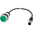 EATON INDUSTRIES - Pulsante luminoso piatto ad impulso 1 NA cavo nero con connettore M12A 4 poli 0,2 m LED verde senza scritta 24 V AC/DC Anello front C22-DL-G-K10-24-P1.