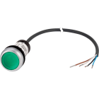 EATON INDUSTRIES - Pulsante luminoso piatto verde 24V AC/DC 1NA 4 poli cavo nero 1m C22 DRL G K10 24 P62 PERMANENTE