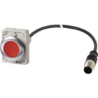 EATON INDUSTRIES - Pulsante luminoso piatto ad impulso 1 NC cavo nero con connettore M12A 4 poli 1 m LED rosso senza scritta 24 V AC/DC Ghiera frontale C30C-FDL-R-K01-24-P5.