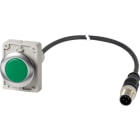 EATON INDUSTRIES - Indicatore luminoso piatto cavo nero con connettore M12A 4 poli 1 m lente verde LED 24 V AC/DC C30C-FL-G-24-P5.