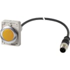 EATON INDUSTRIES - Indicatore luminoso piatto cavo nero con connettore M12A 4 poli 1 m lente gialla LED bianco 24 V AC/DC C30C-FL-Y-24-P5.