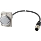 EATON INDUSTRIES - Indicatore luminoso piatto cavo nero con connettore M12A 4 poli 1 m lente bianco LED 24 V AC/DC C30C-FL-W-24-P5.