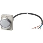 EATON INDUSTRIES - Indicatore luminoso piatto cavo nero con estremità aperta 4 poli 3,5 m lente bianco LED 24 V AC/DC C30C-FL-W-24-P65.